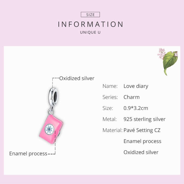 S925 Sterling Silver Love Diary Pendant DIY Bracelet Necklace Accessories