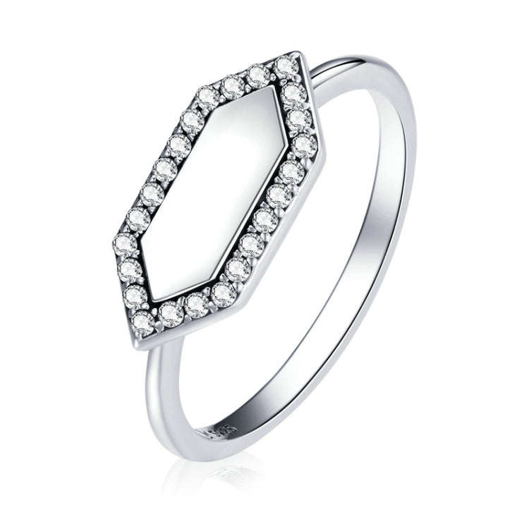 S925 Sterling Silver Shining Geometry Women Ring, Size:7