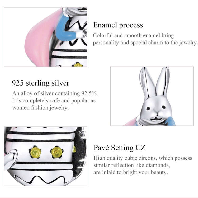 S925 Sterling Silver Bunny Girl Beads DIY Bracelet Necklace Accessories