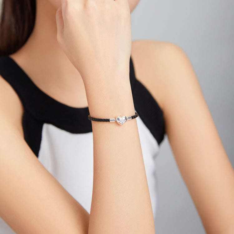 S925 Sterling Silver Cross Braided Rope Women Bracelet Jewelry, Size:19cm