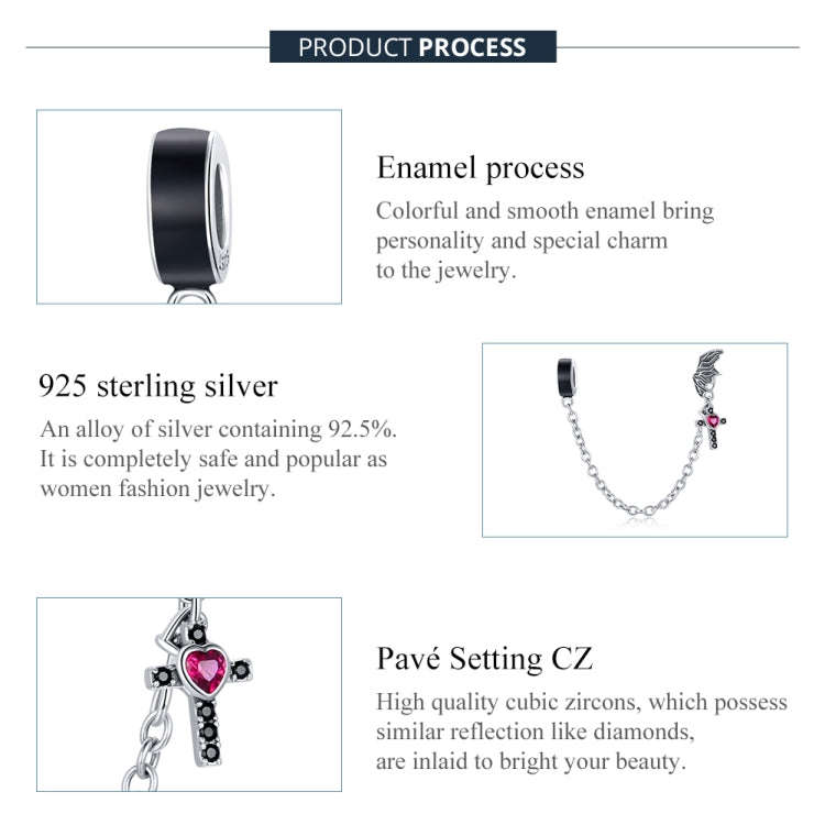 S925 Sterling Silver Flying Wing Cross Safety Chain DIY Bracelet Necklace Accessories