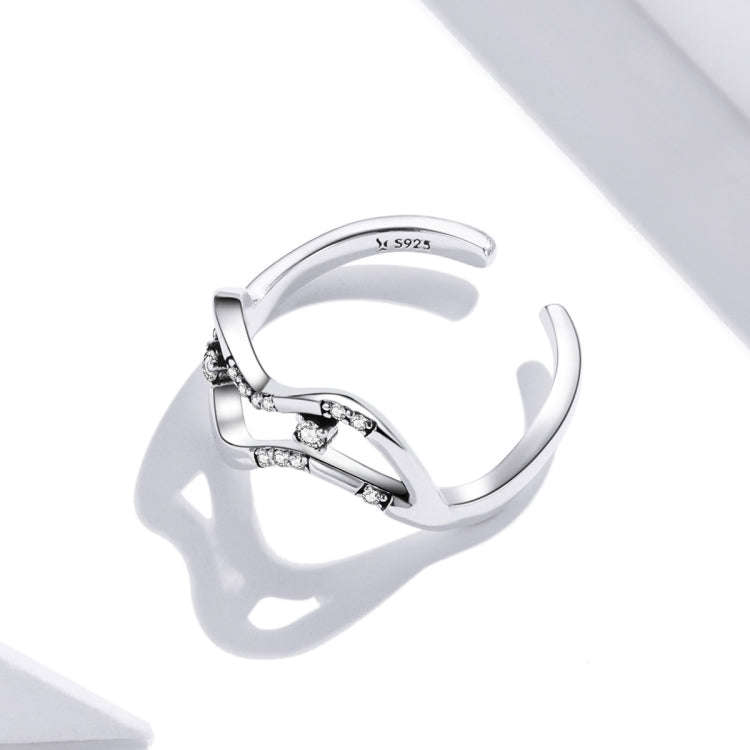 S925 Sterling Silver Galaxy Stars Women Open Ring