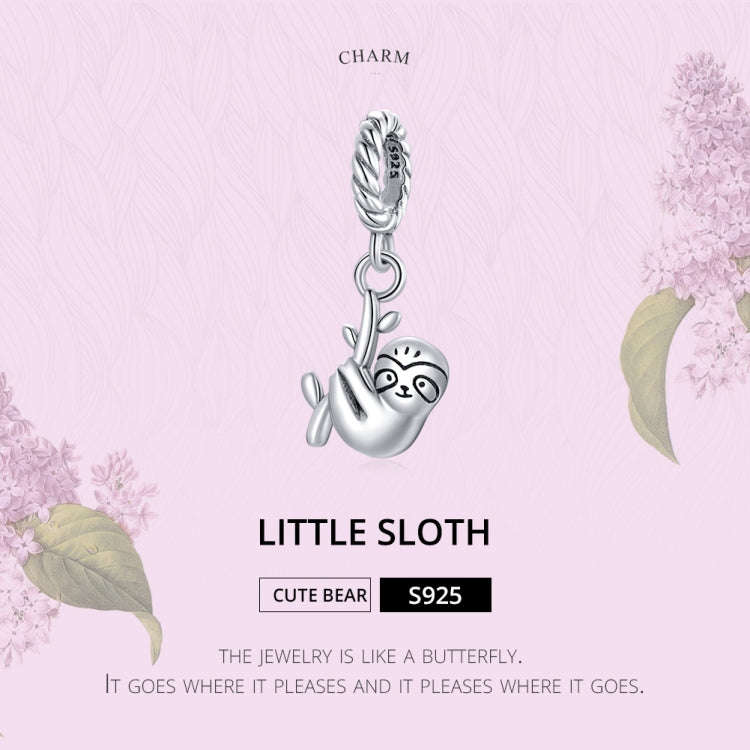 S925 Sterling Silver Cute Little Sloth Pendant DIY Bracelet Necklace Accessories