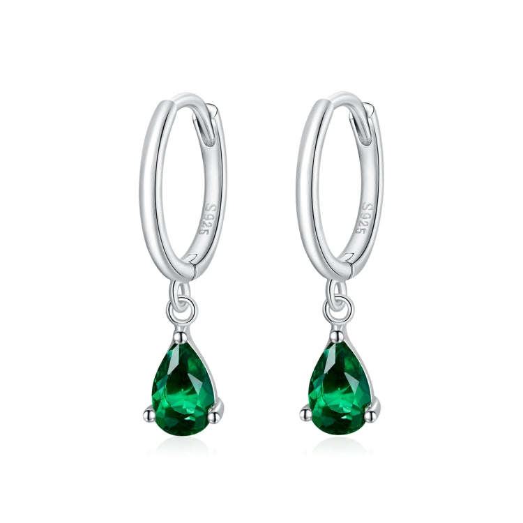 S925 Sterling Silver Water Drop Zircon Women Earrings(Green)