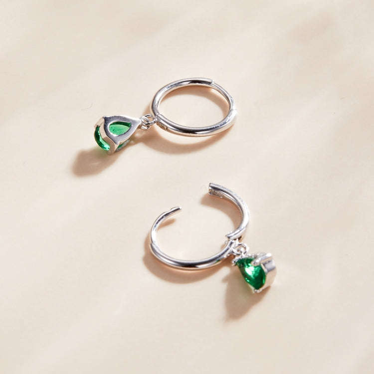 S925 Sterling Silver Water Drop Zircon Women Earrings(Green)