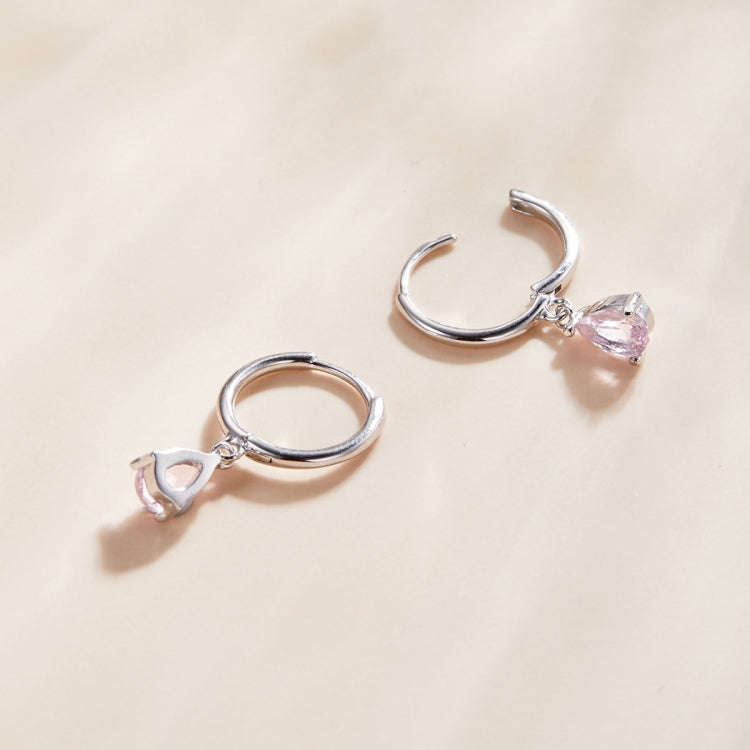 S925 Sterling Silver Water Drop Zircon Women Earrings(Pink)