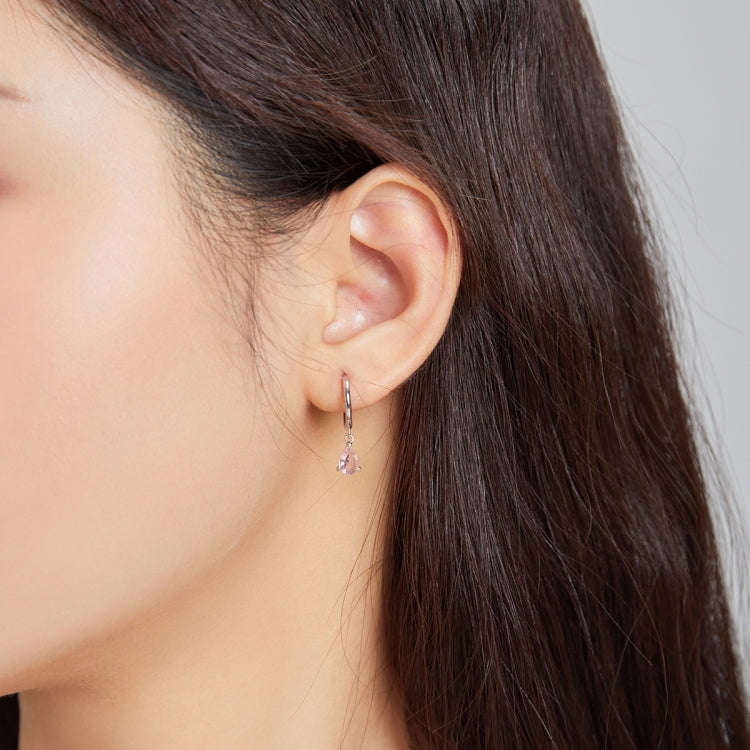 S925 Sterling Silver Water Drop Zircon Women Earrings(Pink)