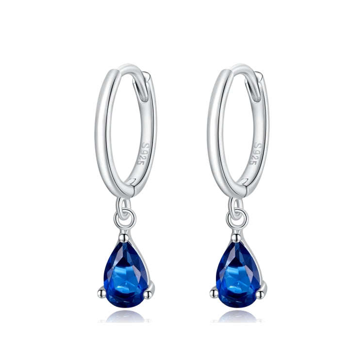 S925 Sterling Silver Water Drop Zircon Women Earrings(Blue)