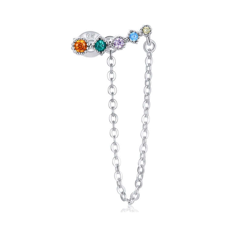S925 Sterling Silver Colored Zircon Rainbow Heart Women Earrings