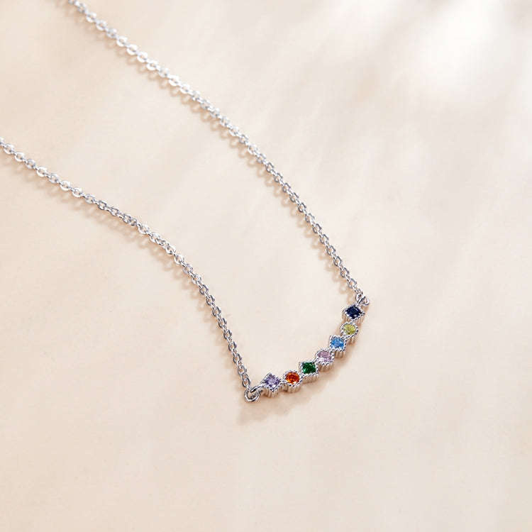 S925 Sterling Silver Colorful Rhombus Zircon Women Nacklace Jewelry