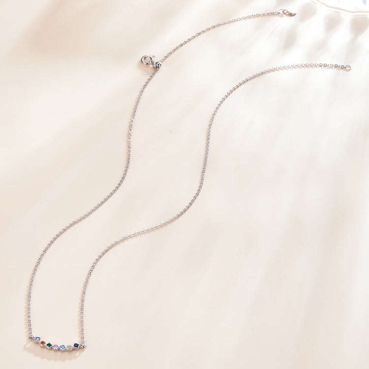 S925 Sterling Silver Colorful Rhombus Zircon Women Nacklace Jewelry