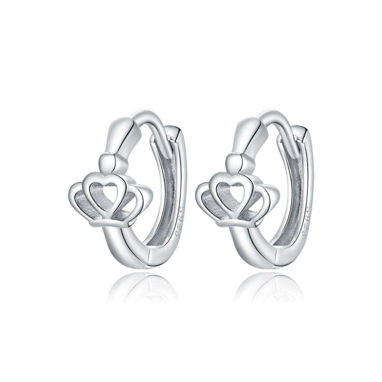 S925 Sterling Silver Silver Crown Ear Buckle Women Earrings