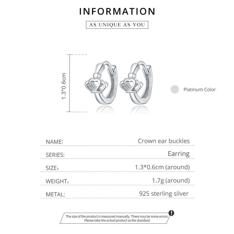 S925 Sterling Silver Silver Crown Ear Buckle Women Earrings