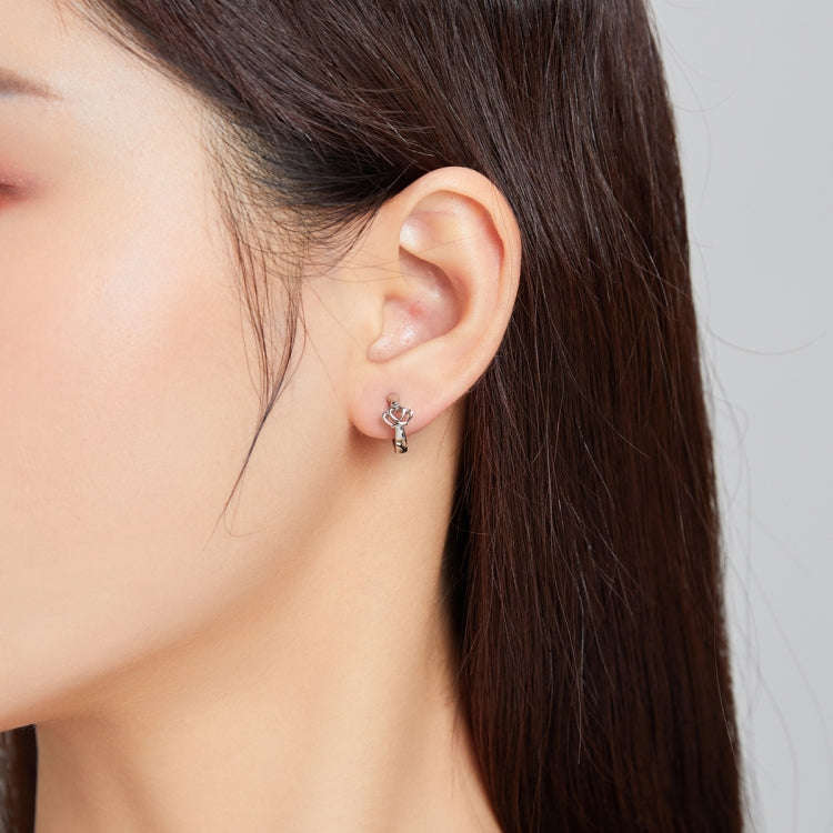 S925 Sterling Silver Silver Crown Ear Buckle Women Earrings