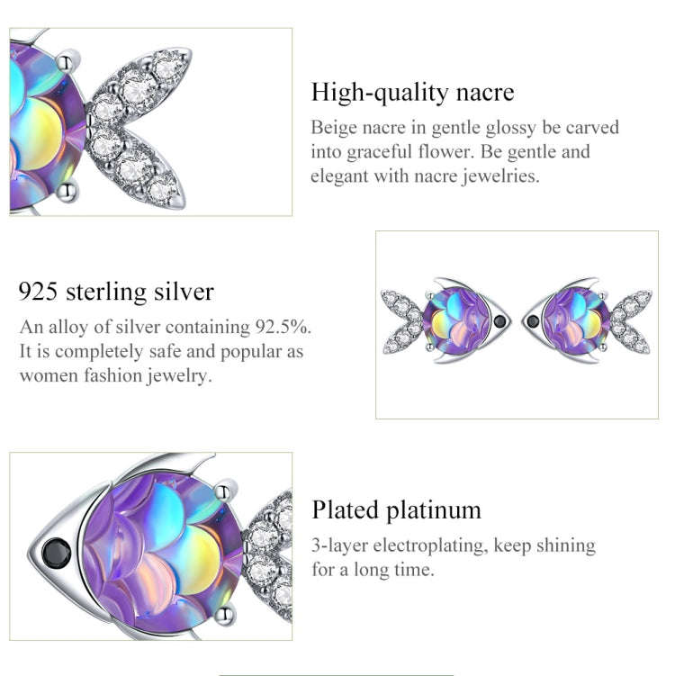 S925 Sterling Silver Happy Fish Women Earrings