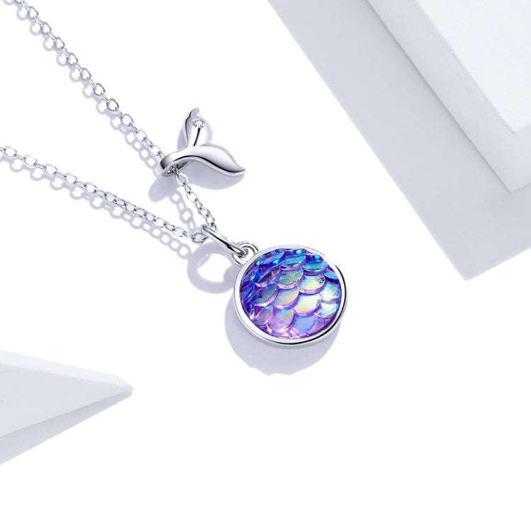S925 Sterling Silver Fish Tail Colorful Scales Women Nacklace Jewelry