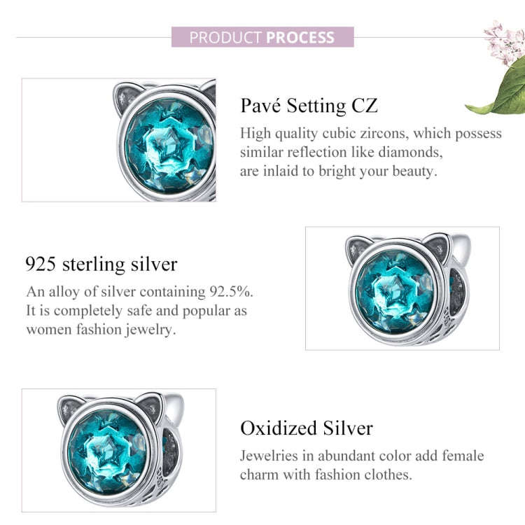 S925 Sterling Silver Cute Cat Ears Beads DIY Bracelet Necklace Accessories