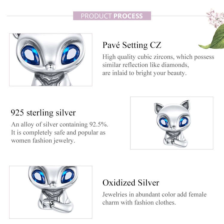 S925 Sterling Silver Lively Little Fox Beads DIY Bracelet Necklace Accessories