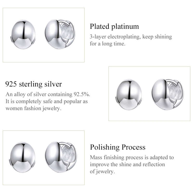 S925 Sterling Silver Simple Mirror Light Ear Buckle Women Earrings