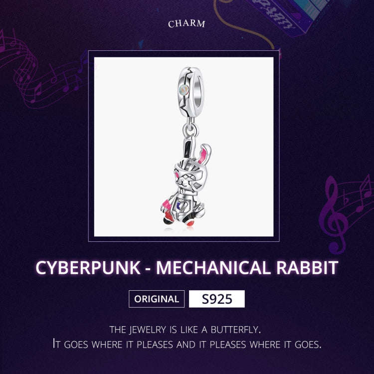 S925 Sterling Silver Mechanical Rabbit Pendant DIY Bracelet Necklace Accessories