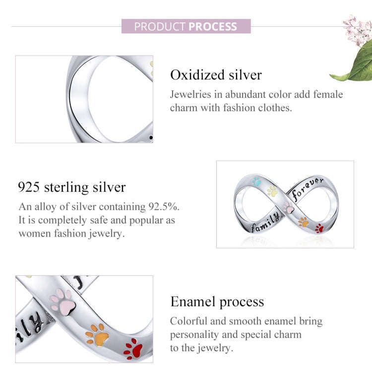 S925 Sterling Silver Paw Print Of Love Beads DIY Bracelet Necklace Accessories