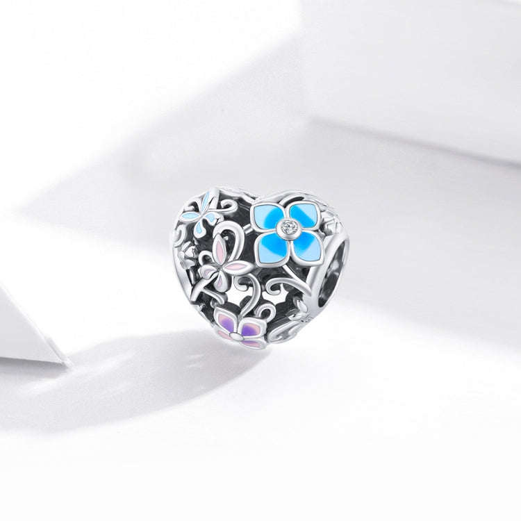 S925 Sterling Silver Heart Flower Butterfly Beads DIY Bracelet Necklace Accessories