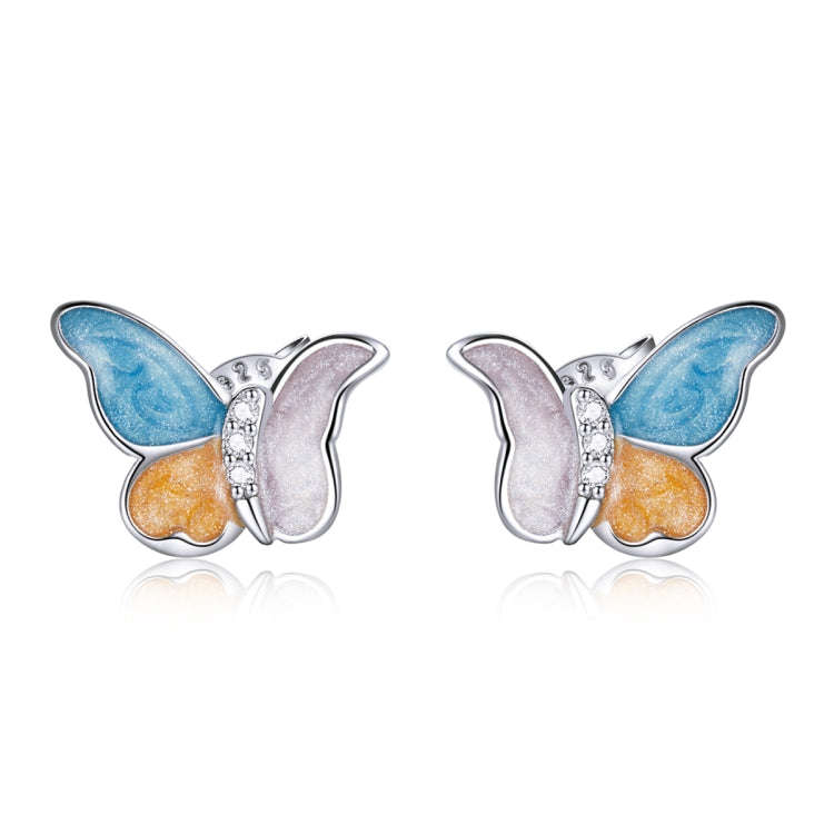 S925 Sterling Silver Three Colors Butterfly Ear Studs Women Earrings