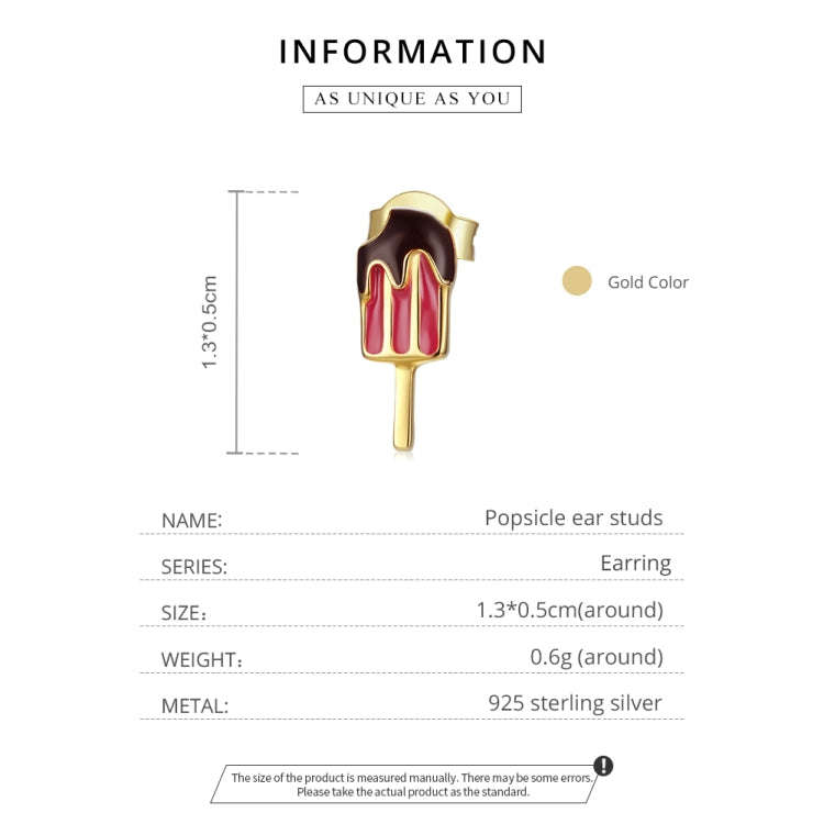 S925 Sterling Silver Popsicle Ear Studs Women Earrings