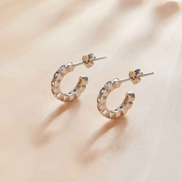 S925 Sterling Silver Geometric Simple Fashion Ear Studs Women Earrings, Color:White Zircon Silver