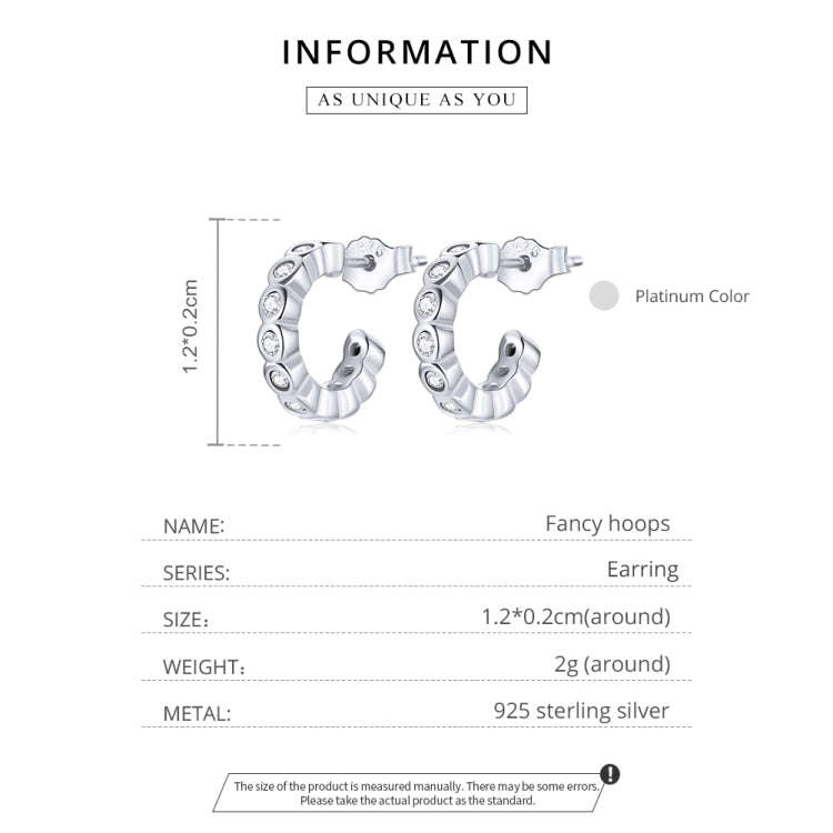 S925 Sterling Silver Geometric Simple Fashion Ear Studs Women Earrings, Color:White Zircon Silver