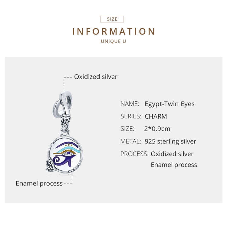 S925 Sterling Silver Egyptian Twin Eyes Pendant DIY Bracelet Necklace Accessories