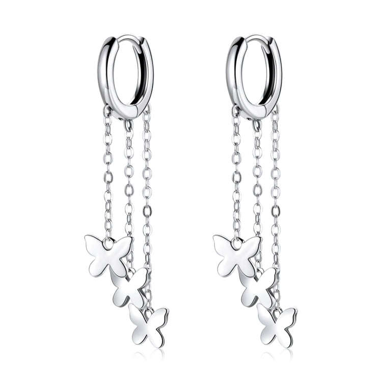 S925 Sterling Silver Tassel Butterfly Ear Stud Women Earrings