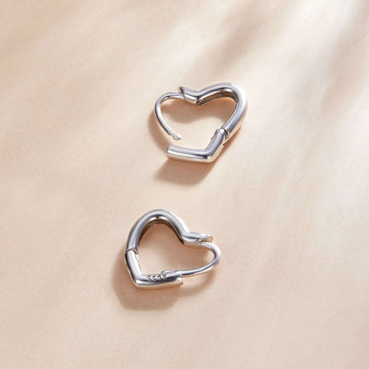 S925 Sterling Silver Heart-shaped Hollow Ear Stud Women Earrings(Silver)