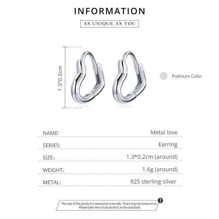 S925 Sterling Silver Heart-shaped Hollow Ear Stud Women Earrings(Silver)