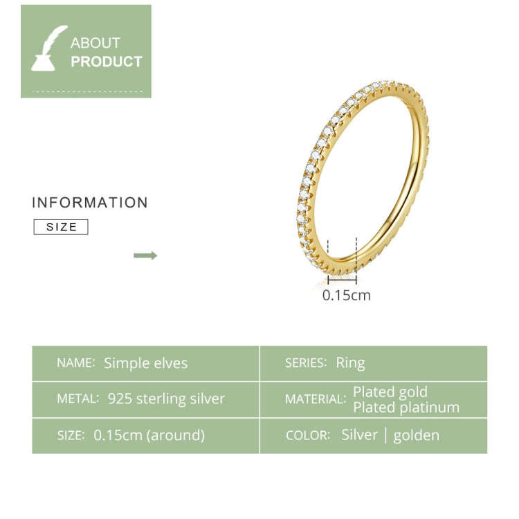 S925 Sterling Silver Fashion Wizard Diamond Women Ring, Size:6(Gold)