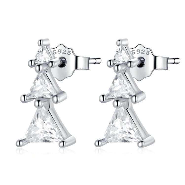 S925 Sterling Silver Exquisite Christmas Tree Ear Studs Women Earrings(Silver)