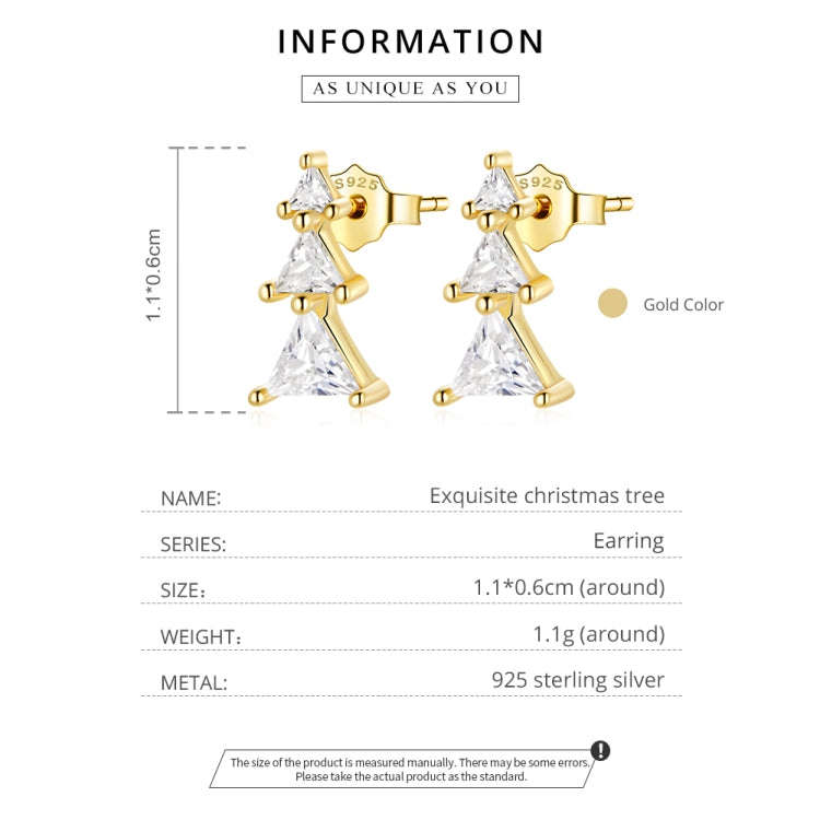 S925 Sterling Silver Exquisite Christmas Tree Ear Studs Women Earrings(Silver)