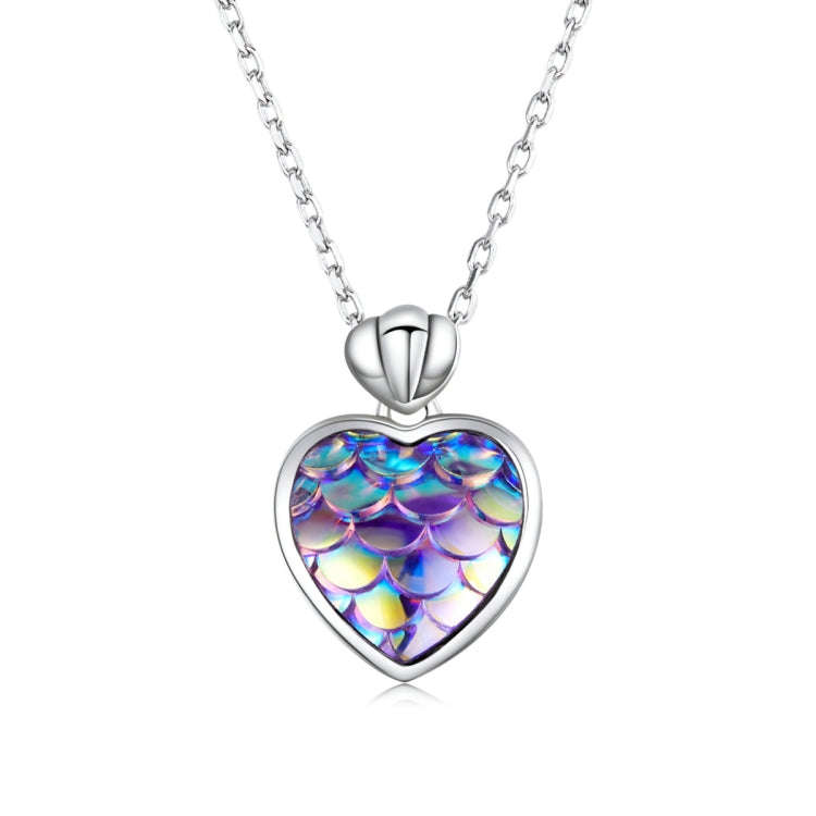 S925 Sterling Silver Fish Scale Heart Women Nacklace Jewelry