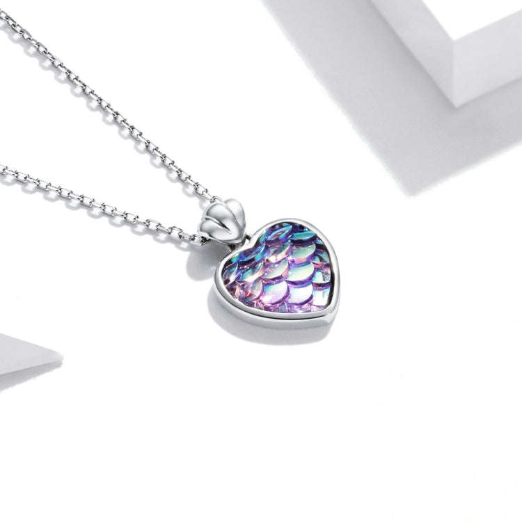 S925 Sterling Silver Fish Scale Heart Women Nacklace Jewelry