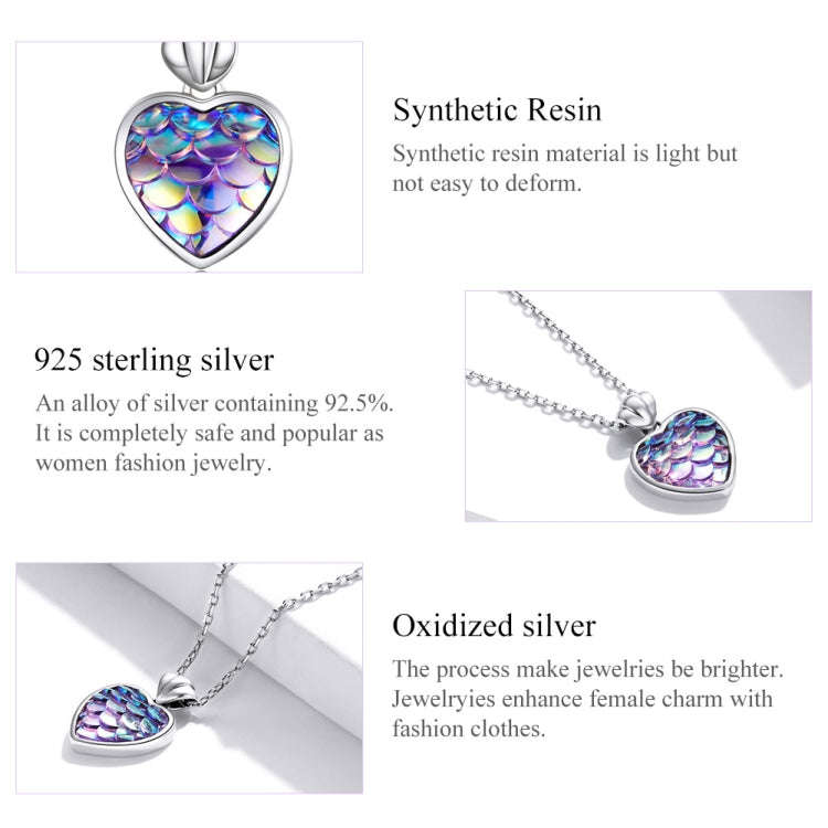 S925 Sterling Silver Fish Scale Heart Women Nacklace Jewelry