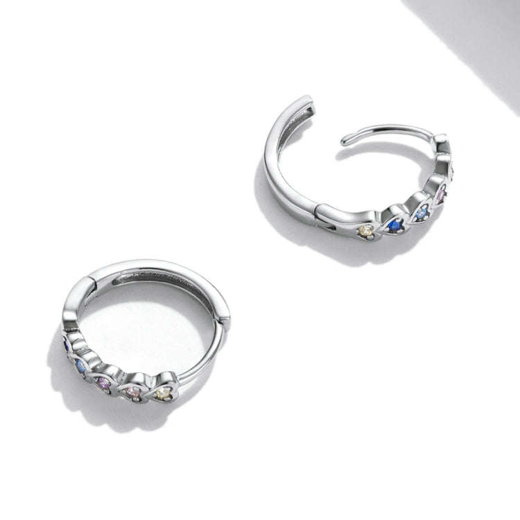S925 Sterling Silver Rainbow Heart Ear Buckle Women Earrings