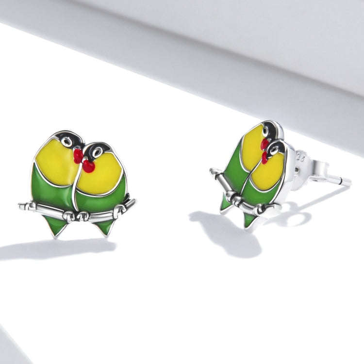 S925 Sterling Silver Two Orioles Ear Studs Women Earrings