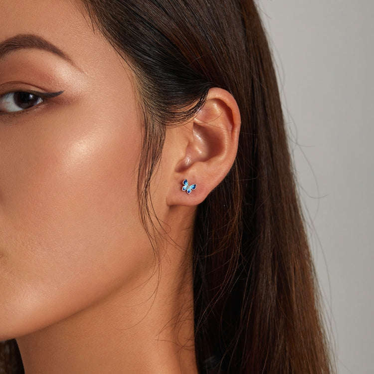S925 Sterling Silver Butterfly Ear Studs Women Earrings