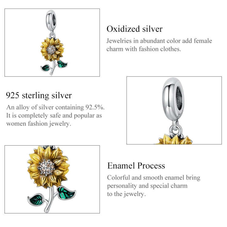 S925 Sterling Silver Sunflower Pendant DIY Bracelet Necklace Accessories