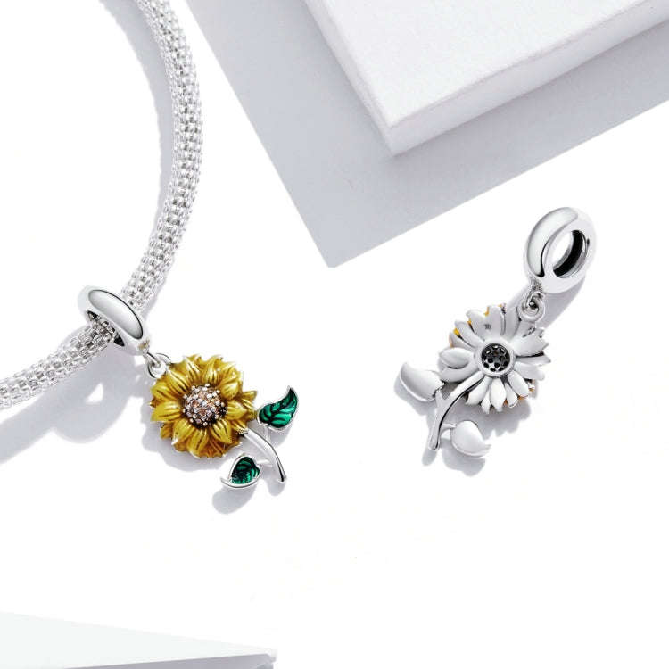 S925 Sterling Silver Sunflower Pendant DIY Bracelet Necklace Accessories