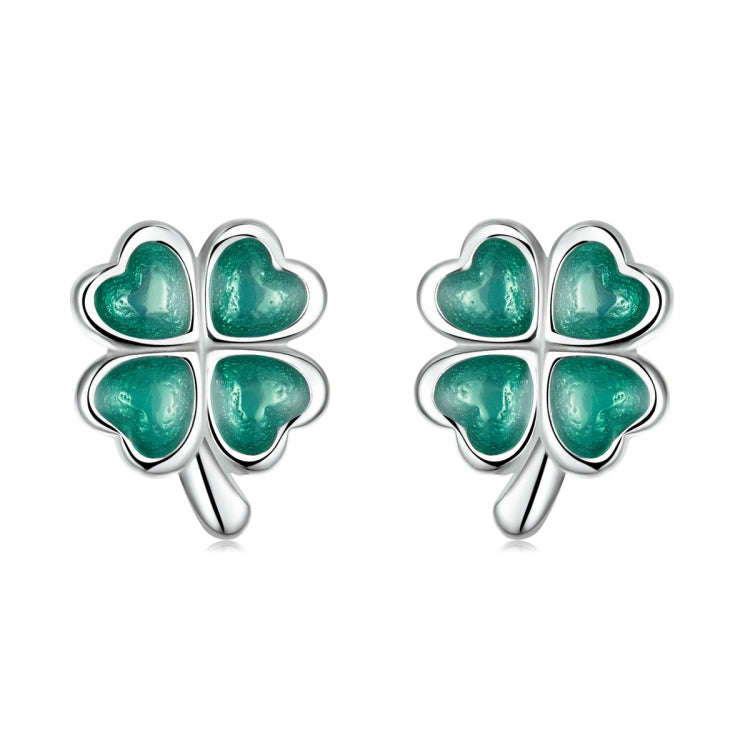 S925 Sterling Silver Four Leaf Clover Ear Studs Women Earrings