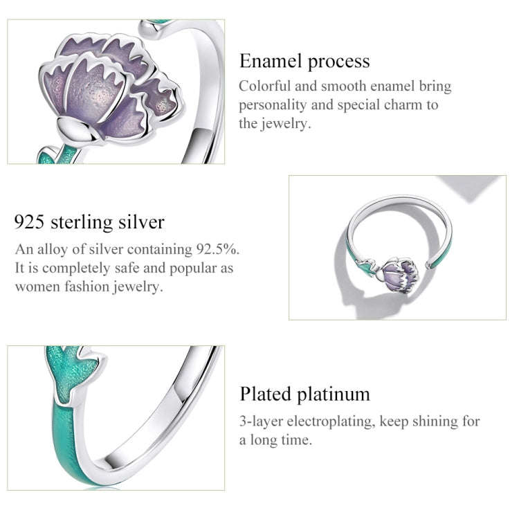 S925 Sterling Silver Carnation Women Open Ring
