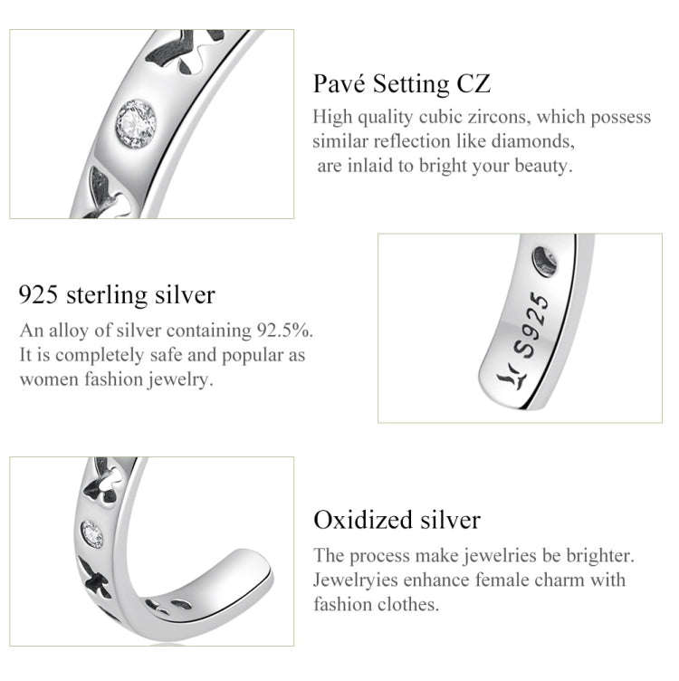 S925 Sterling Silver Hollow Butterfly Women Open Ring