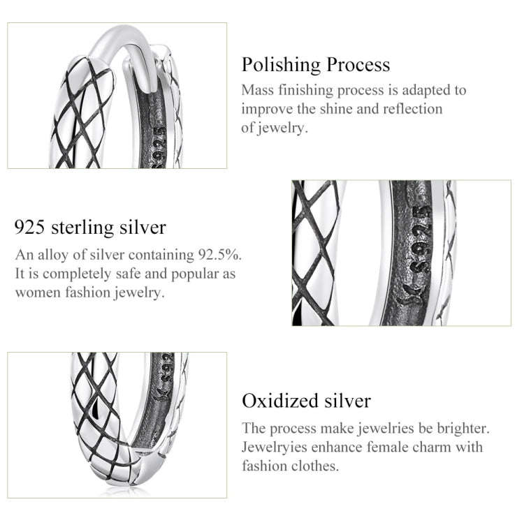 S925 Sterling Silver Snake Texture Ear Buckle Women Earrings