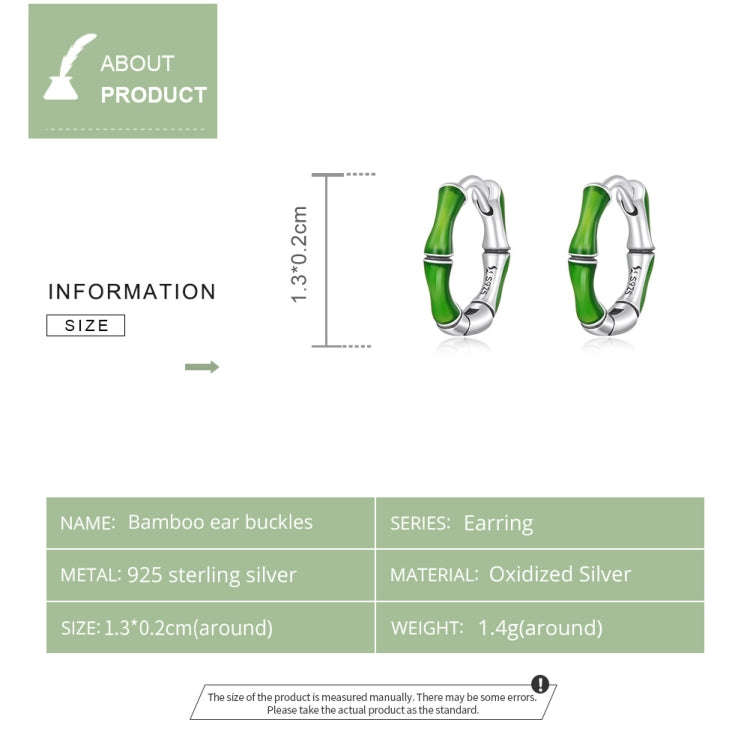 S925 Sterling Silver Bamboo Ear Buckle Women Earrings